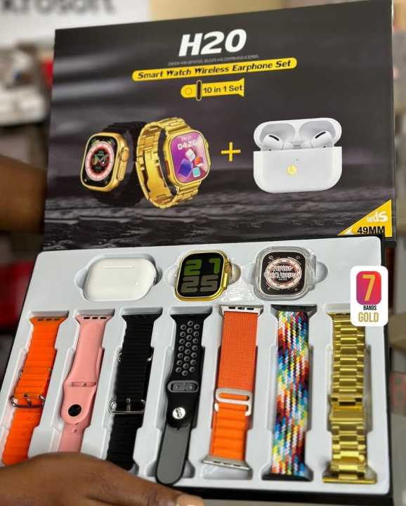 H20 Ultra Smartwatch 10 in 1 with 7 Straps,